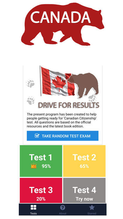 Emulate iPhone app Canadian citizenship [TEST] using MyAndroid